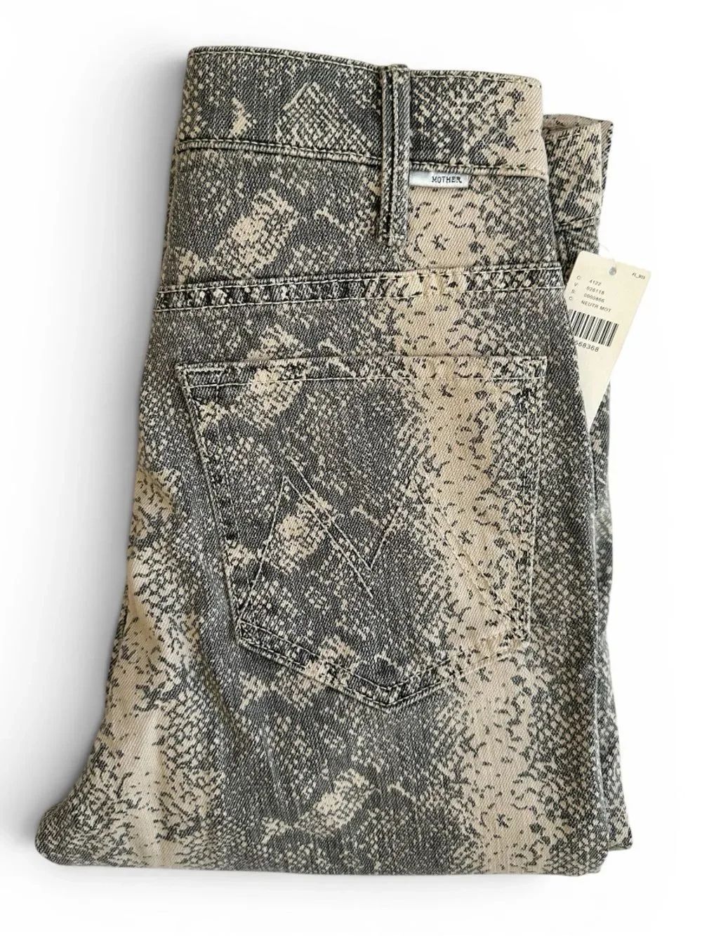 NWT MOTHER Hustler Flood High-Rise Snake Print Jeans Anthropologie Size 26 - Picture 10 of 10